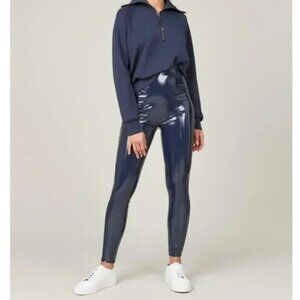 NEW! SPANX BLUE PATENT FAUX LEATHER LEGGINGS